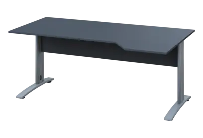 EZK 28 - 184 stůl kancelářský, rohový, pravý, kovová podnož stříbrná, deska 25 mm, široký 1800 mm, antracit